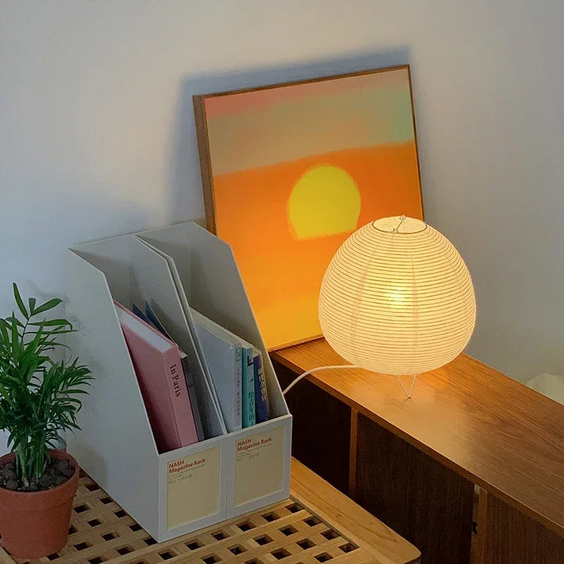 Paper Lantern LED Table Lamp Bedside Light for Bedroom Living Room Decor