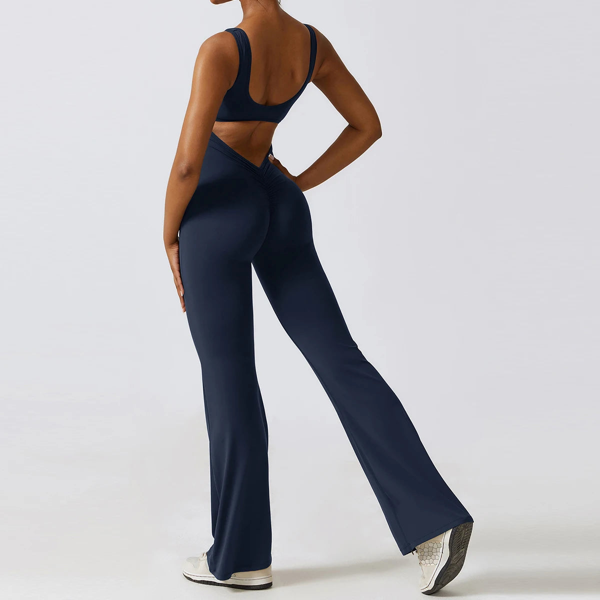 Women V Back Yoga Jumpsuit Sexy Gym Fitness Romper Bodysuit Sportswear