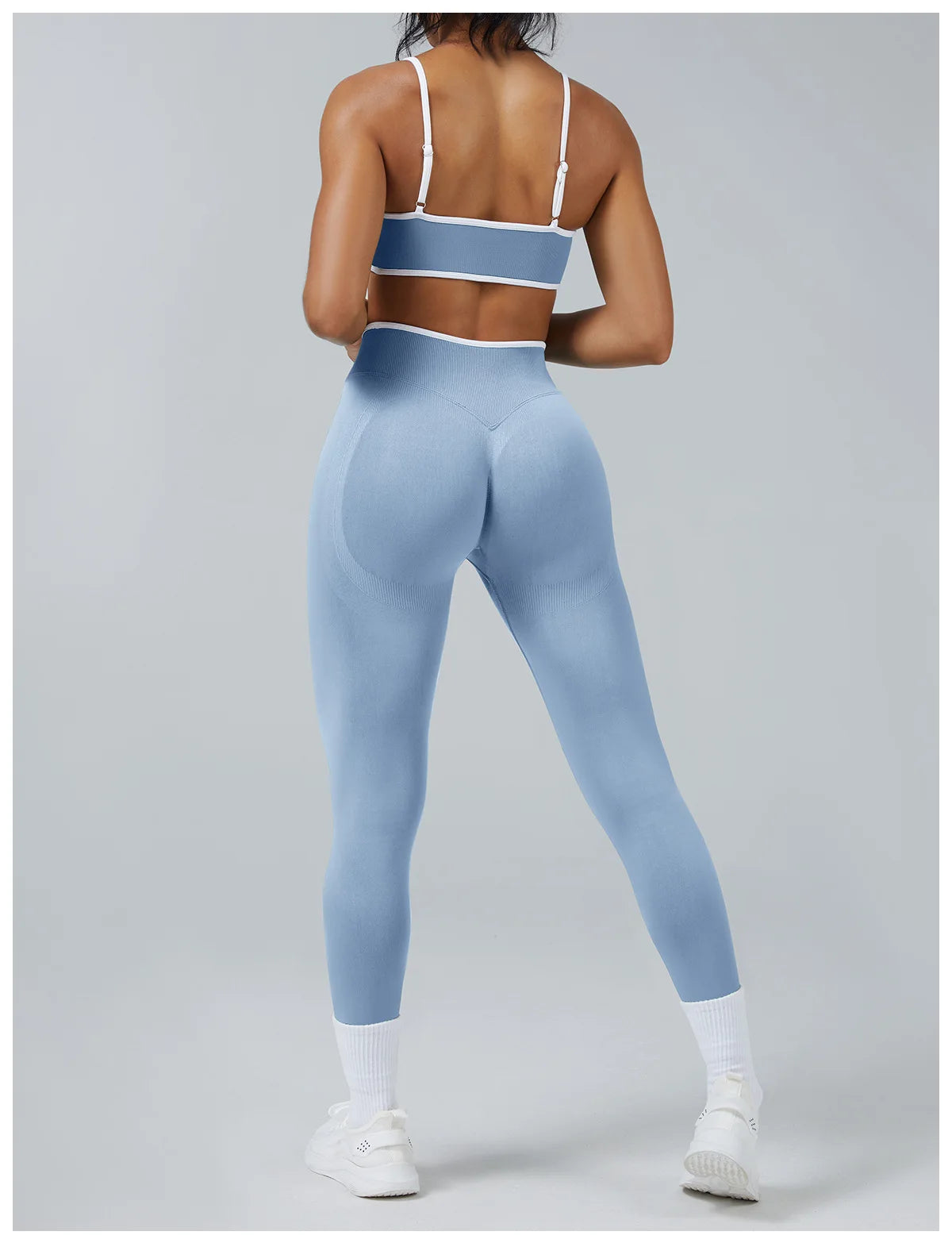Color Block Yoga Set Women Sports Bra High Waist Shorts Gym Fitness Activewear