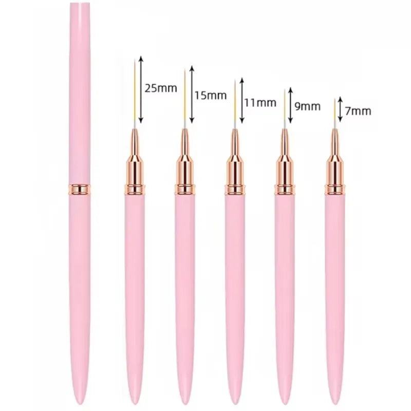 5pcs Nail Art Liner Brush Set – Ultra Fine Detail Brushes for UV Gel & Nail Design