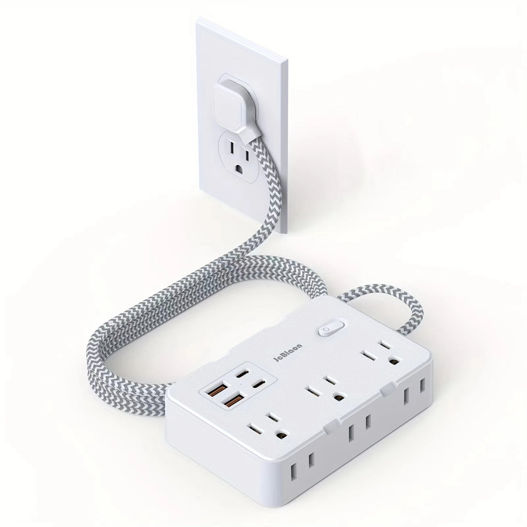 US Plug Power Strip with USB C Braided Extension Cord Smart Home Socket
