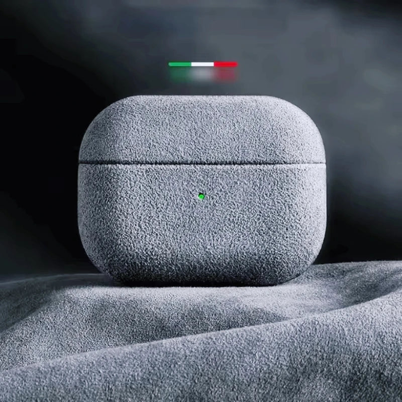 AirPods 4/Pro 2 Italian Suede Leather Case Premium Protective Cover Shockproof Sleeve