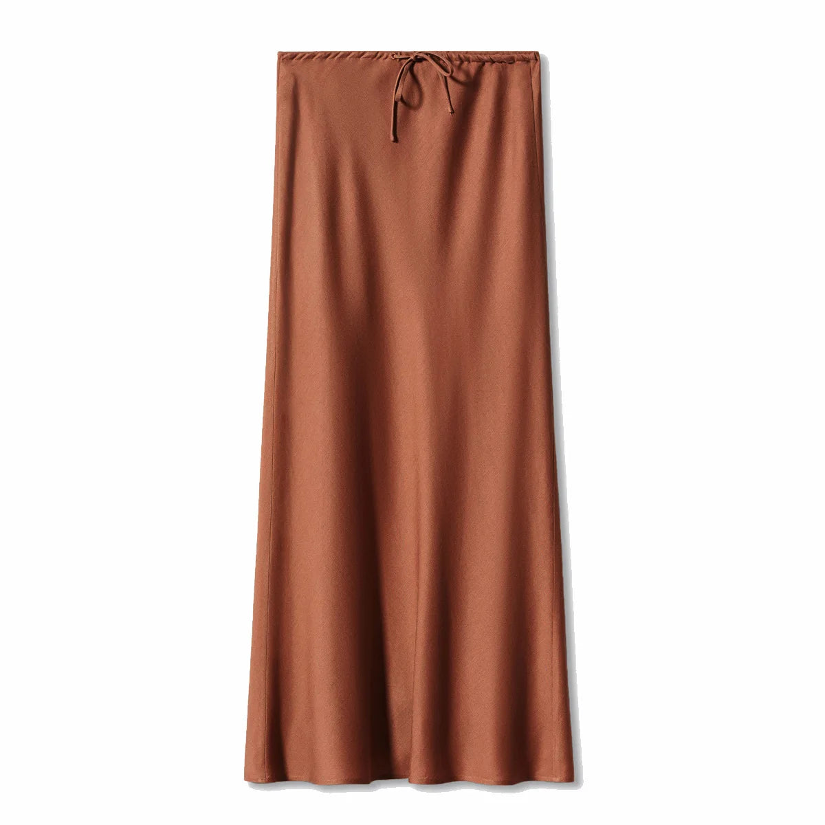 Women Satin High Waist Lace Up Maxi Skirt Elegant Solid Color Long Skirt