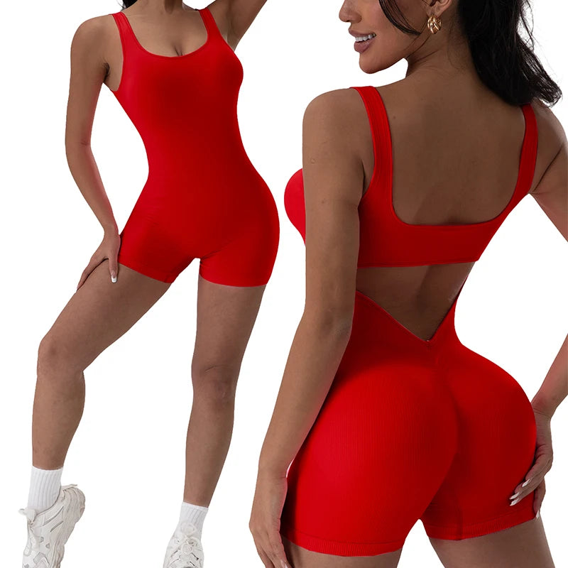 Backless Yoga Jumpsuit Women Seamless Gym Romper Fitness Bodysuit