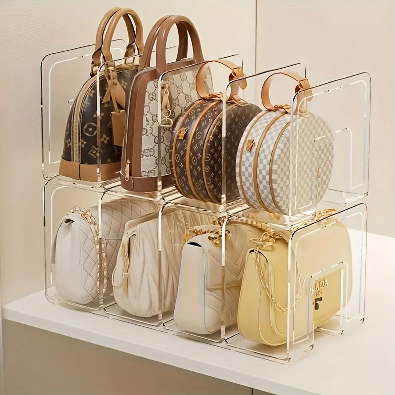 2 Pack Acrylic Handbag Organizer Closet Storage Rack for Purses Wallets
