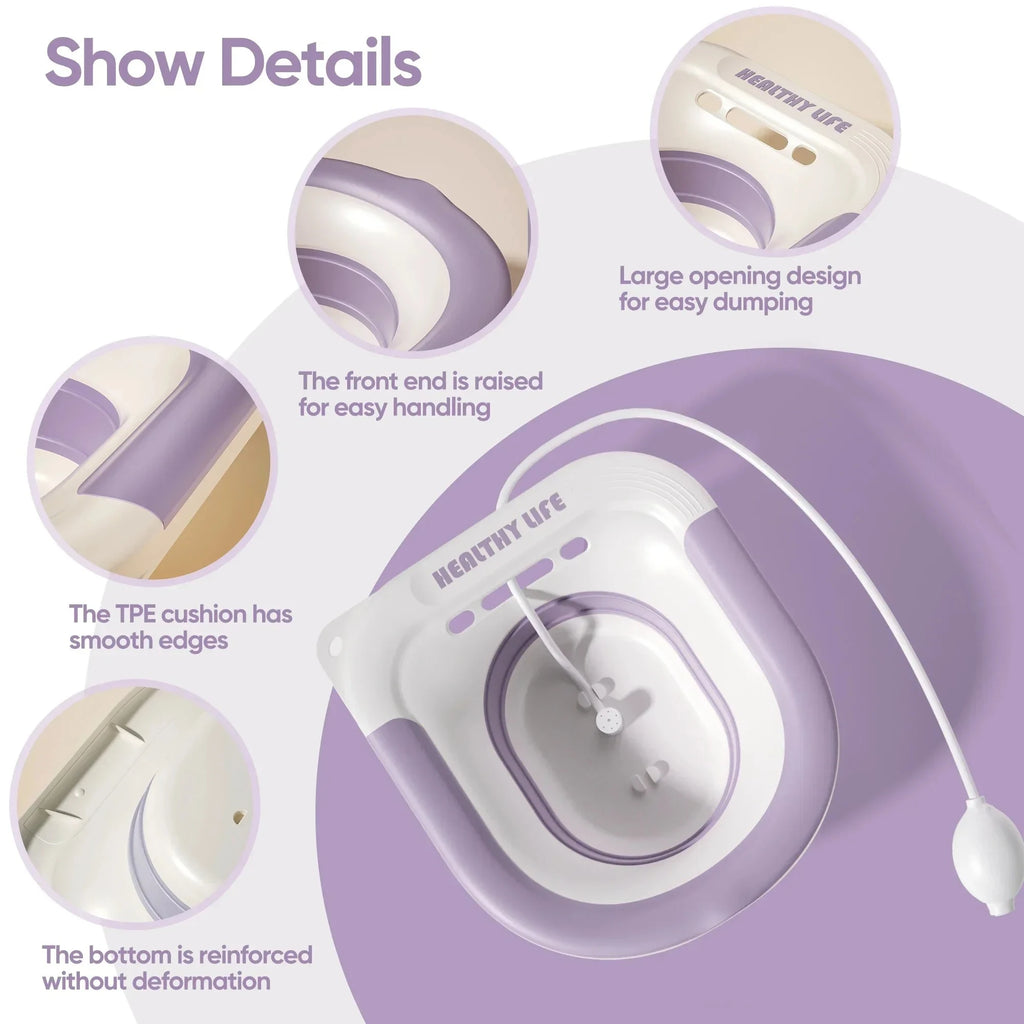 Portable Foldable Sitz Bath Basin for Toilet Pregnancy Hemorrhoid Care