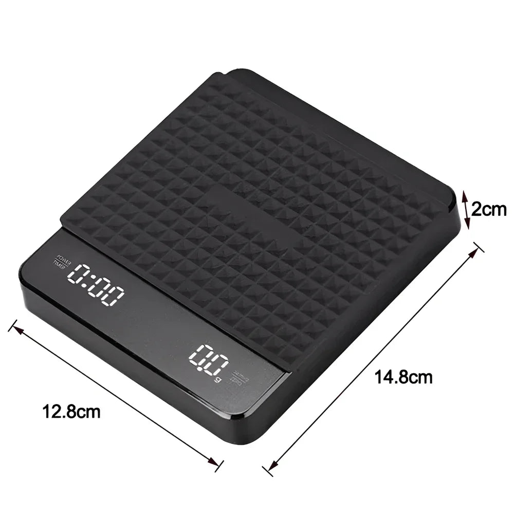 Digital Coffee Scale with Timer USB Rechargeable LED Display Silicone Pad