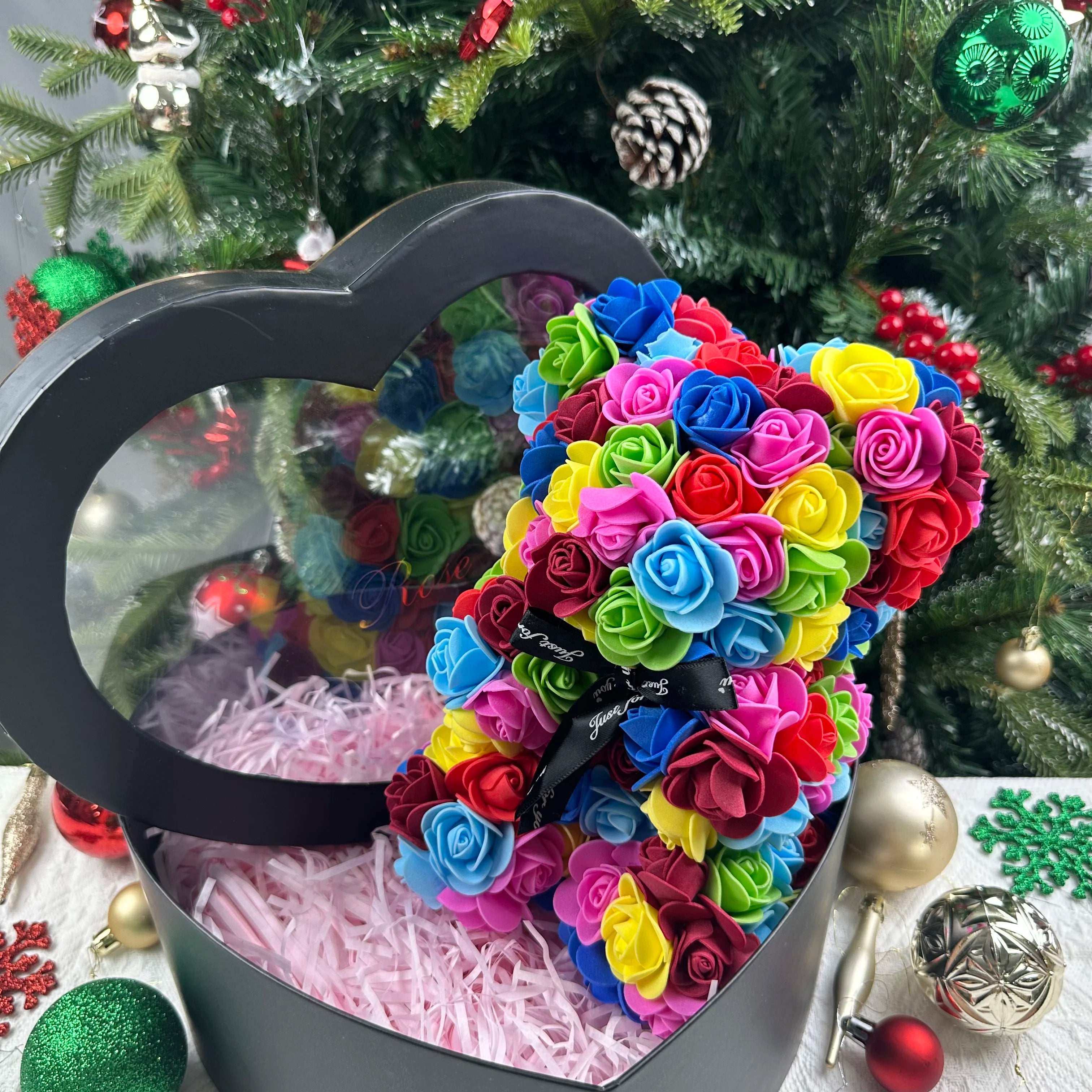 Rose Flower Teddy Bear Gift with Box for Women