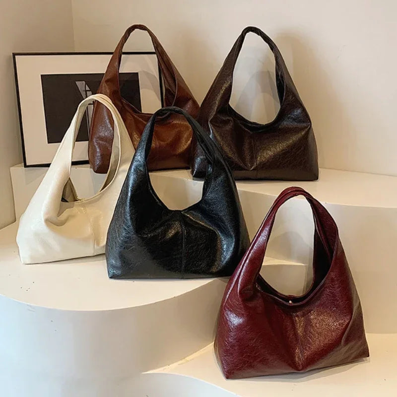 Women PU Leather Hobo Underarm Bag Large Capacity Shoulder Tote Y2K Handbag