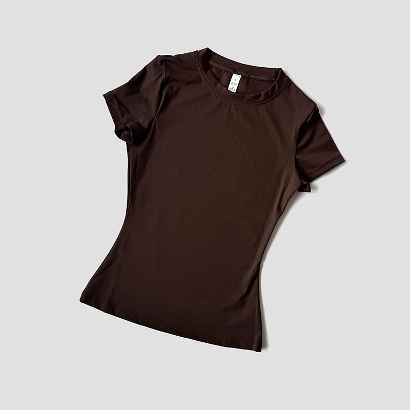 Women Seamless Yoga Top Short Sleeve Gym Running Shirt
