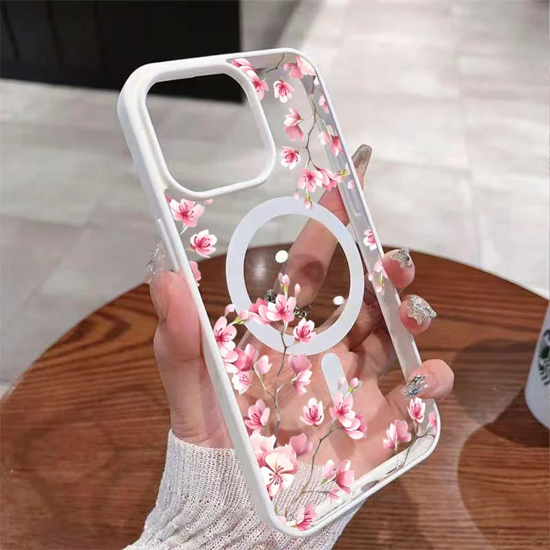 Pink Cherry Elegant Floral Background Design Magnetic iPhone Case