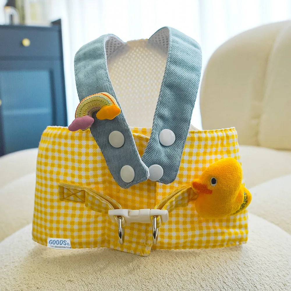 Pet Chest Harness Set Duck and Frog Design Breathable for Cats and Puppies