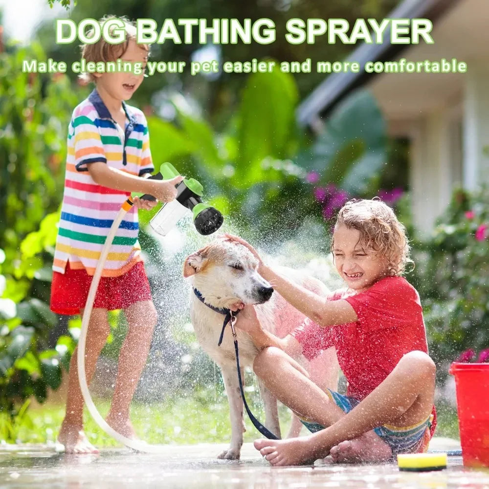 8 in 1 Pet Shower Sprayer High Pressure Dog Bath Hose Nozzle Foam Wash Tool