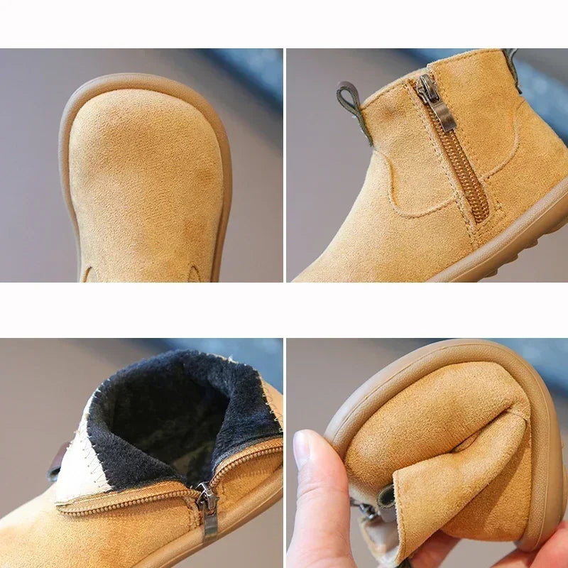 Kids Suede Ankle Boots Warm Anti Slip Casual Shoes for Boys & Girls