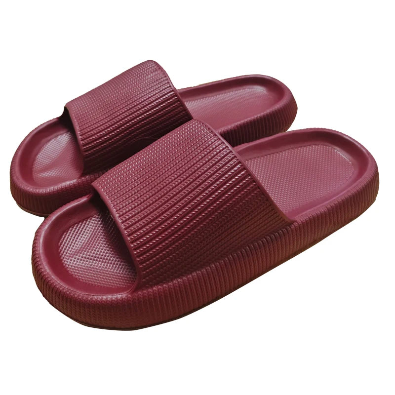 Cloud Cushion EVA Slippers Thick Sole 4cm Soft Anti Slip Bathroom Slides Comfortable Home Sandals for Men Women