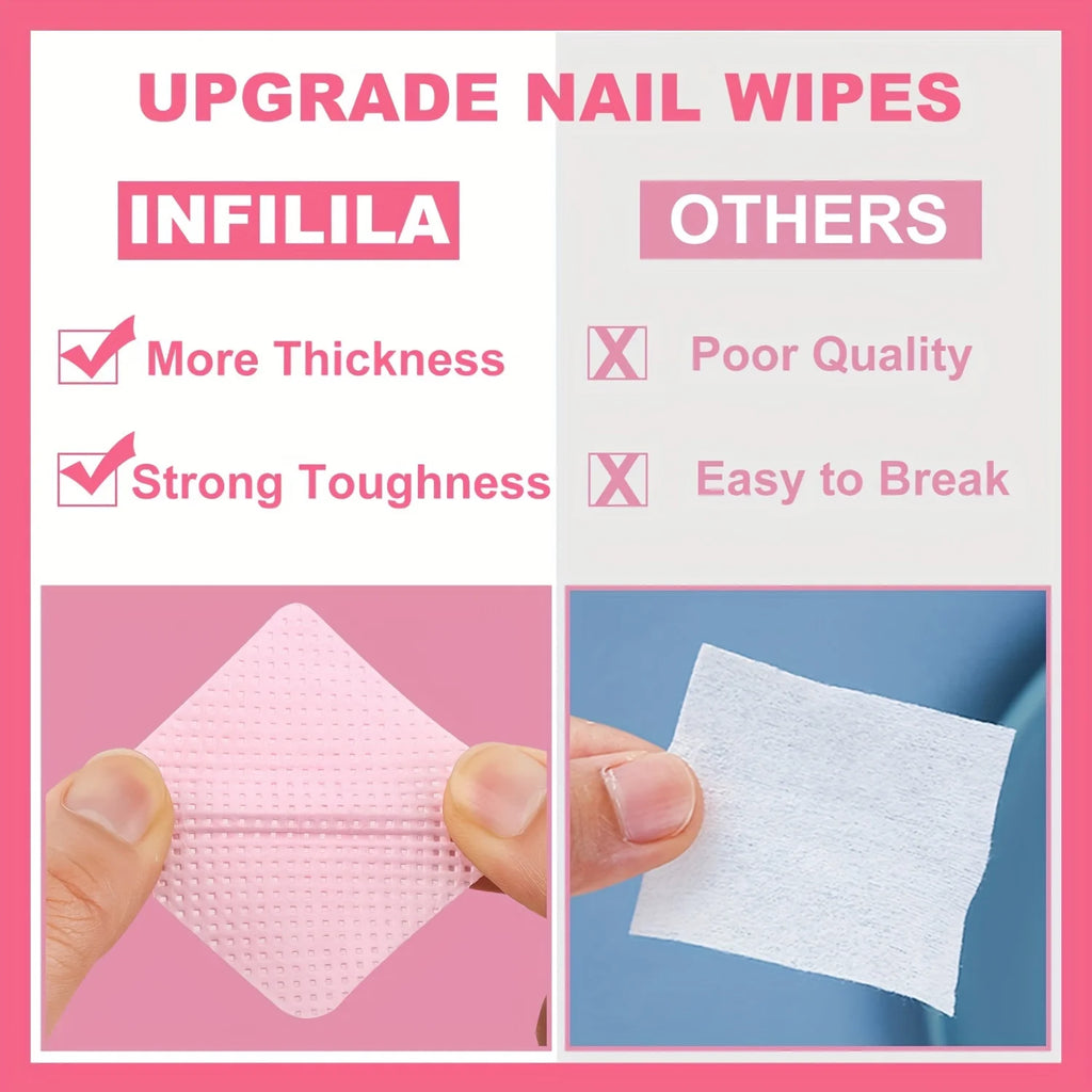 Lint-Free Nail Wipes 600pcs with Pump Bottle