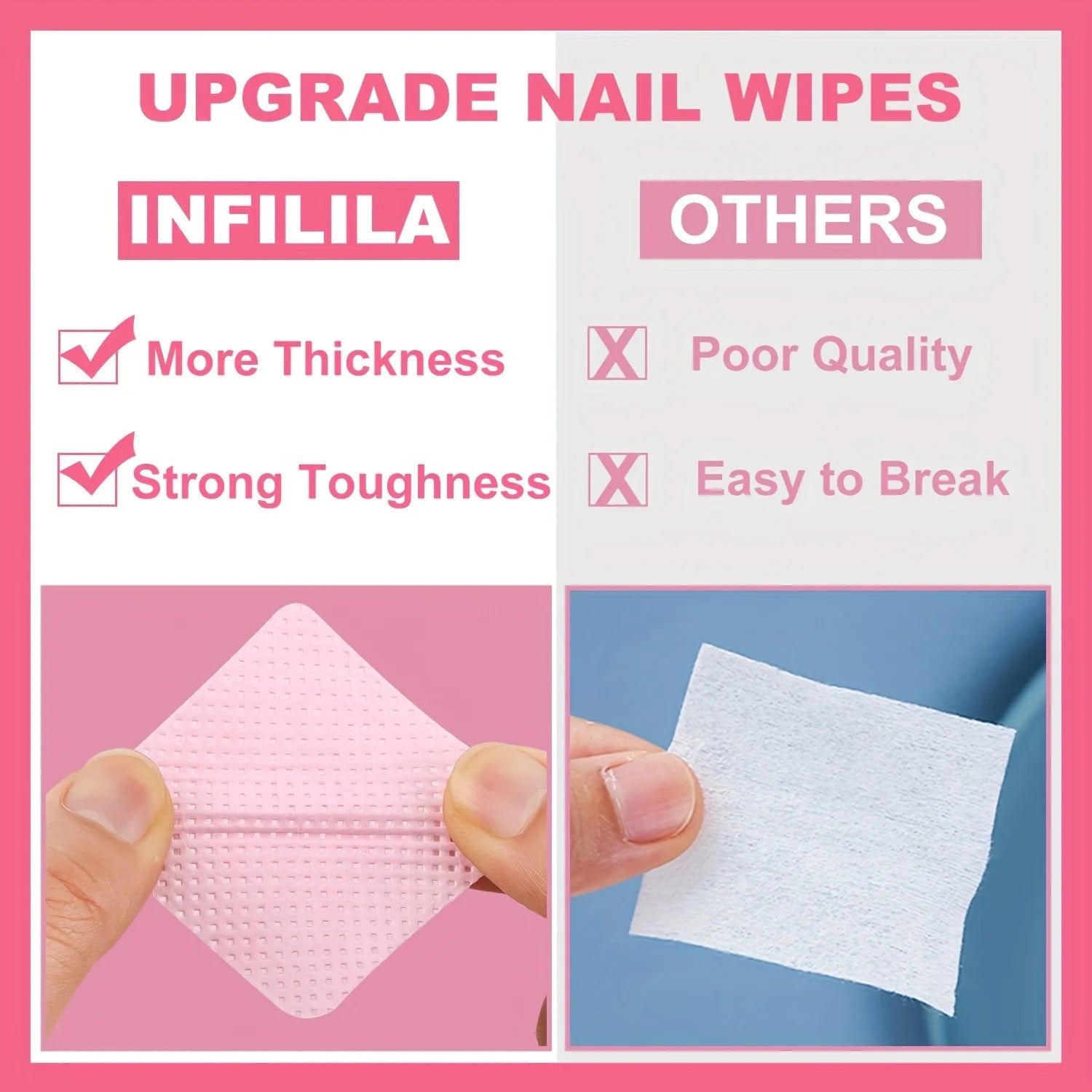 Lint-Free Nail Wipes 600pcs with Pump Bottle