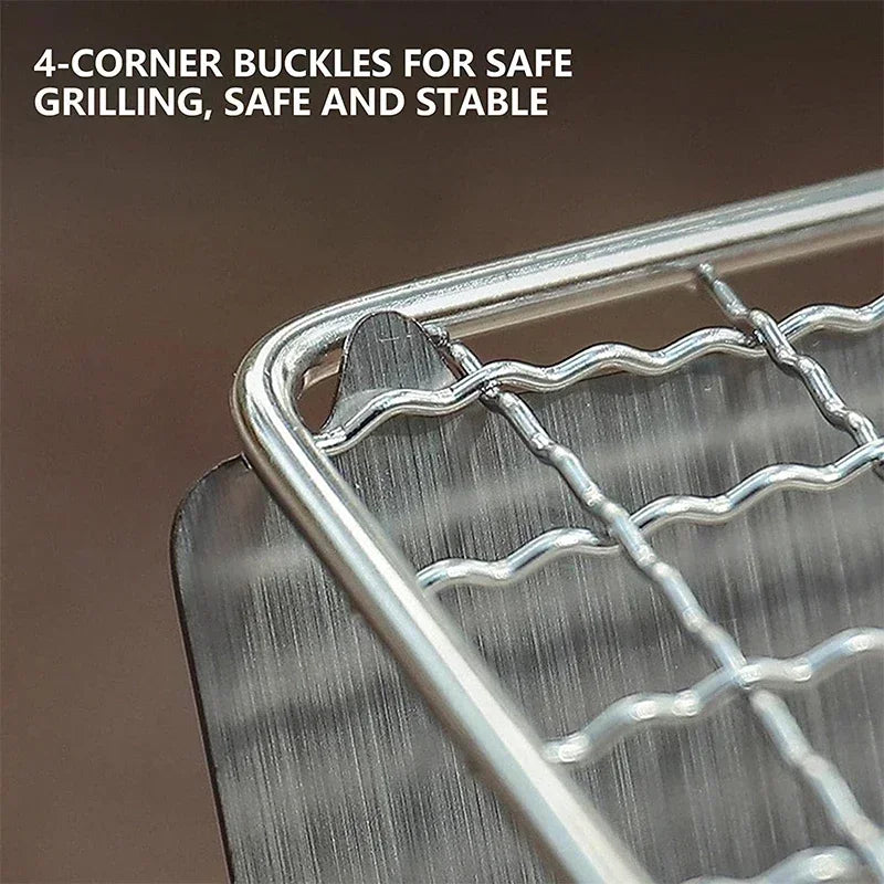 Portable Folding Stainless Steel BBQ Grill Mini Camping Charcoal Stove with Storage Bag