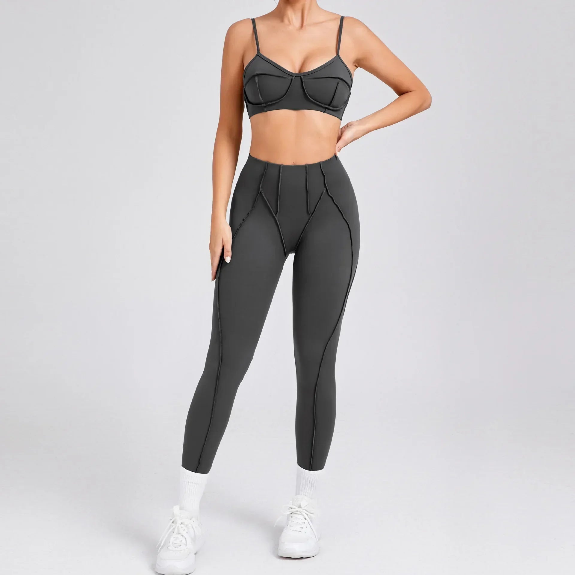 Women Seamless Yoga Set High Waist Hip Lifting Gym Sports Bra & Leggings Suit