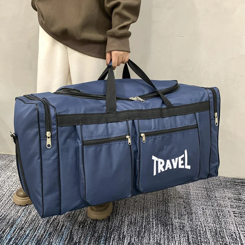 Foldable Travel Gym Bag Large Capacity Waterproof Duffel Bag Multi-Compartment Luggage