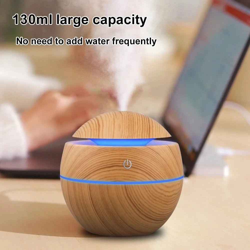 Wood Ultrasonic Air Humidifier Essential Oil Diffuser Cool Mist for Bedroom