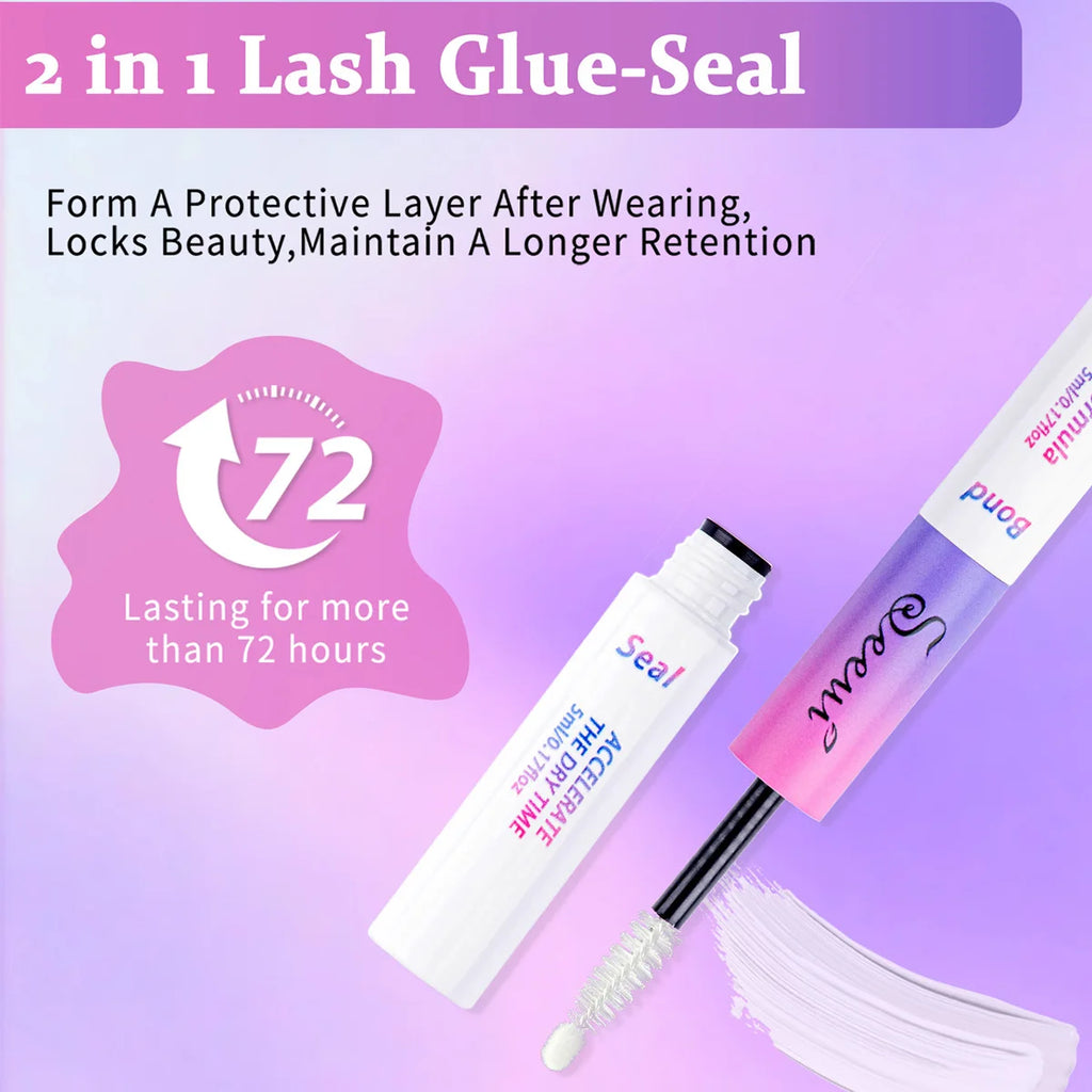 Eyelash Glue & Seal Kit – Strong Hold Lash Bond for Cluster Lashes, Long Lasting & Waterproof