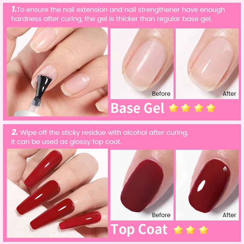 6-in-1 Nail Glue Gel – Strong UV Builder Gel for Nail Tips, Base, Top Coat & Extension