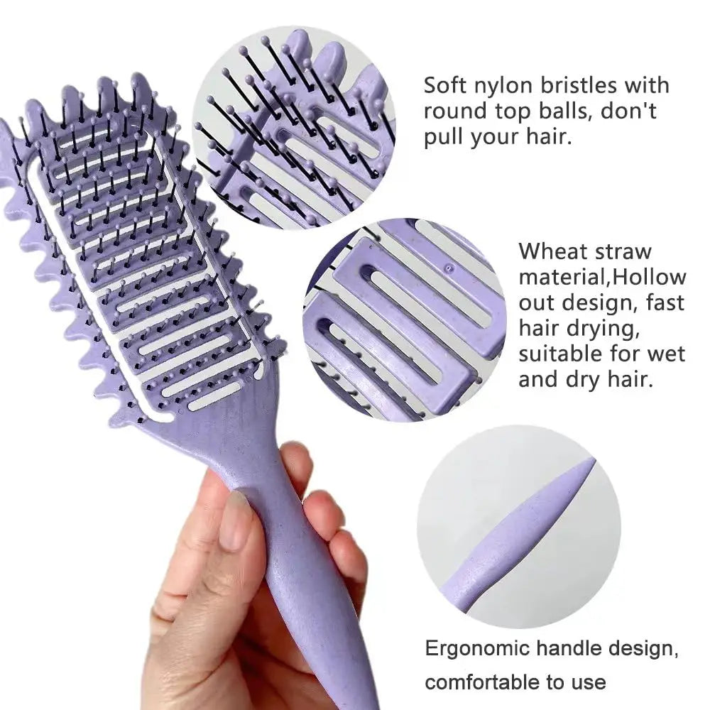 3 in 1 Curl Defining Brush Detangling Hair Styling Comb
