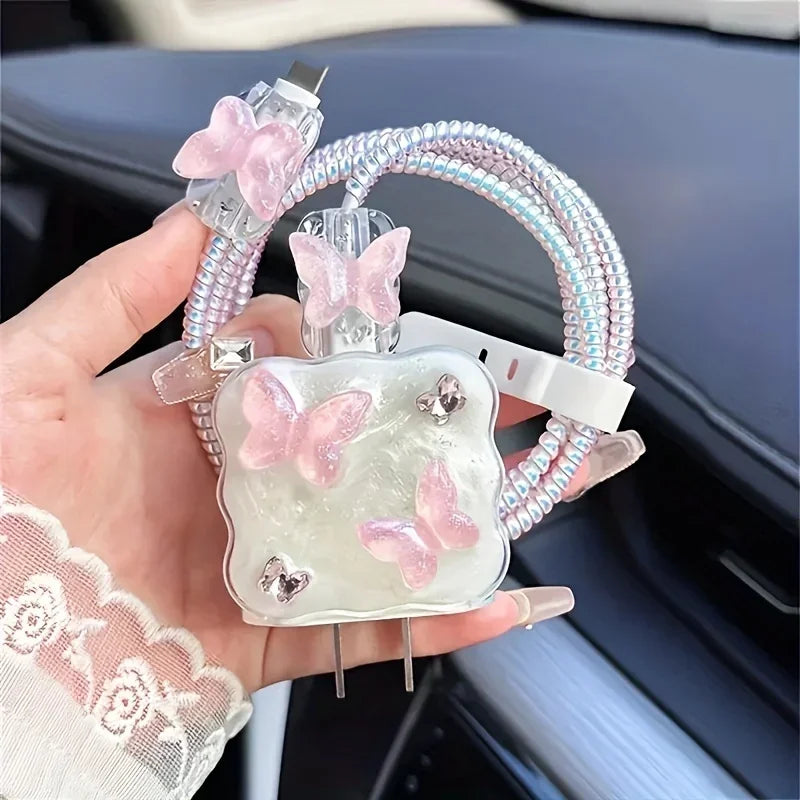 Butterfly Charger Cable Protector Case for iPhone Fast Charging Cable Winder Anti Break