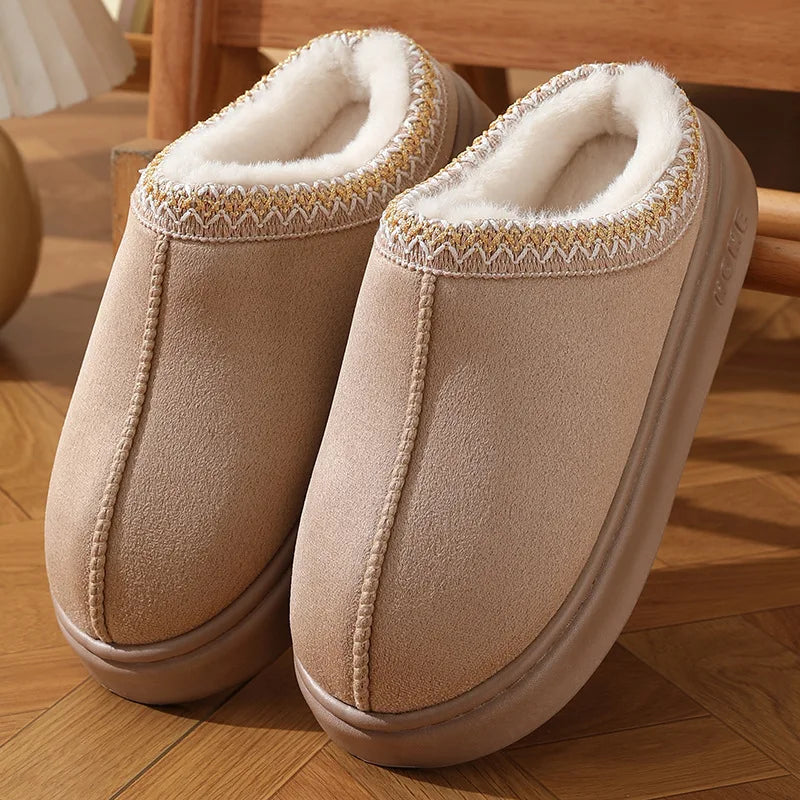 Fluffy Winter Slippers Women Plush Warm Indoor Shoes Anti Slip Soft Home Slippers Unisex Cozy House Slides