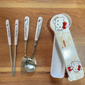 Sanrio Hello Kitty Stainless Steel Chopsticks Spoon Fork Tableware Set