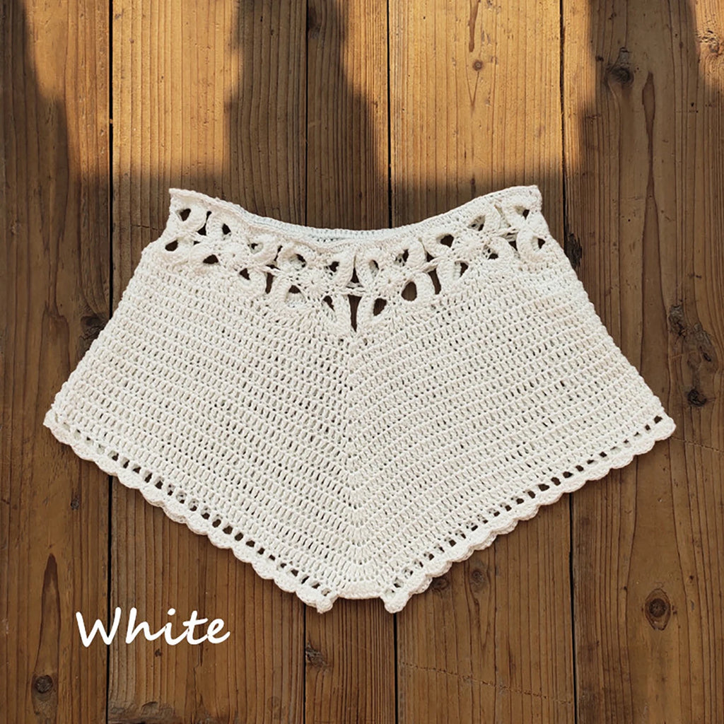 Women Crochet Swim Shorts Cutout Beach Drawstring Board Shorts Bikini Bottoms