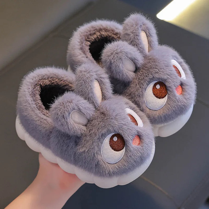 Kids Rabbit Plush Slippers Warm Anti Slip Winter Shoes