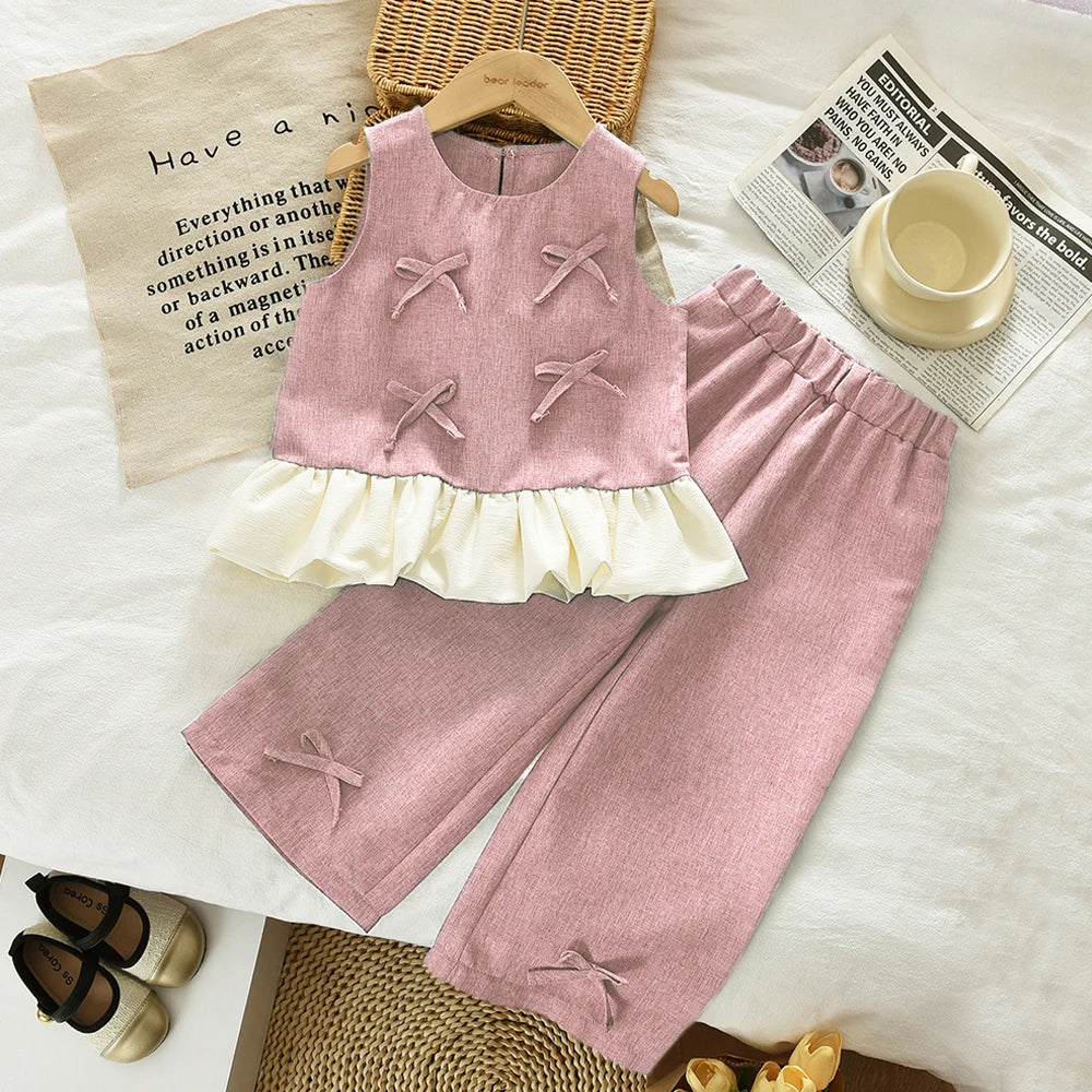 Girls Sleeveless Bow Lace Princess Dress Style for Kids 3–7 Years