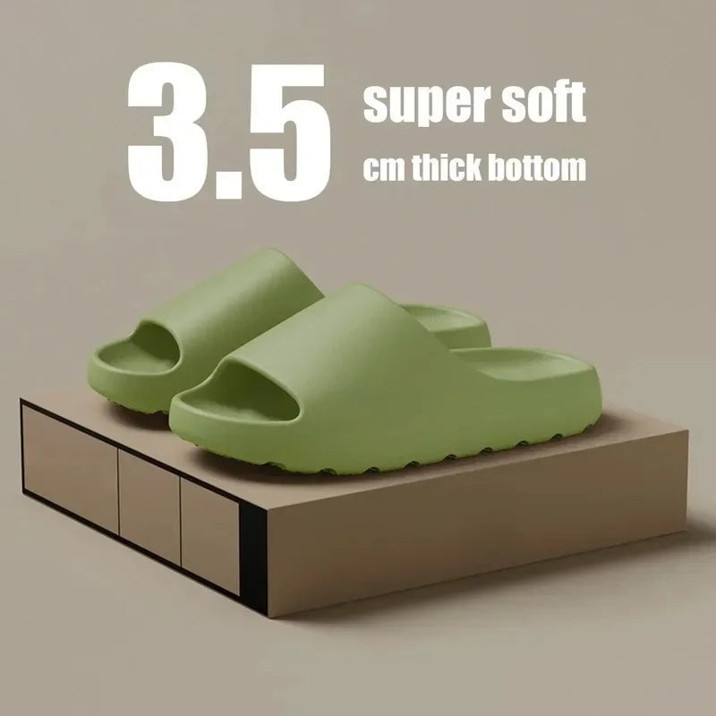 Cloud Slippers Thick Sole EVA Slides Non Slip Bathroom Slippers Soft Cushion Indoor Home Sandals Women Men