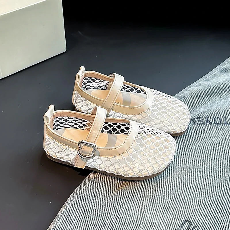 Kids Mesh Flat Sandals Soft Sole Non Slip Summer Princess Shoes Girls 2026