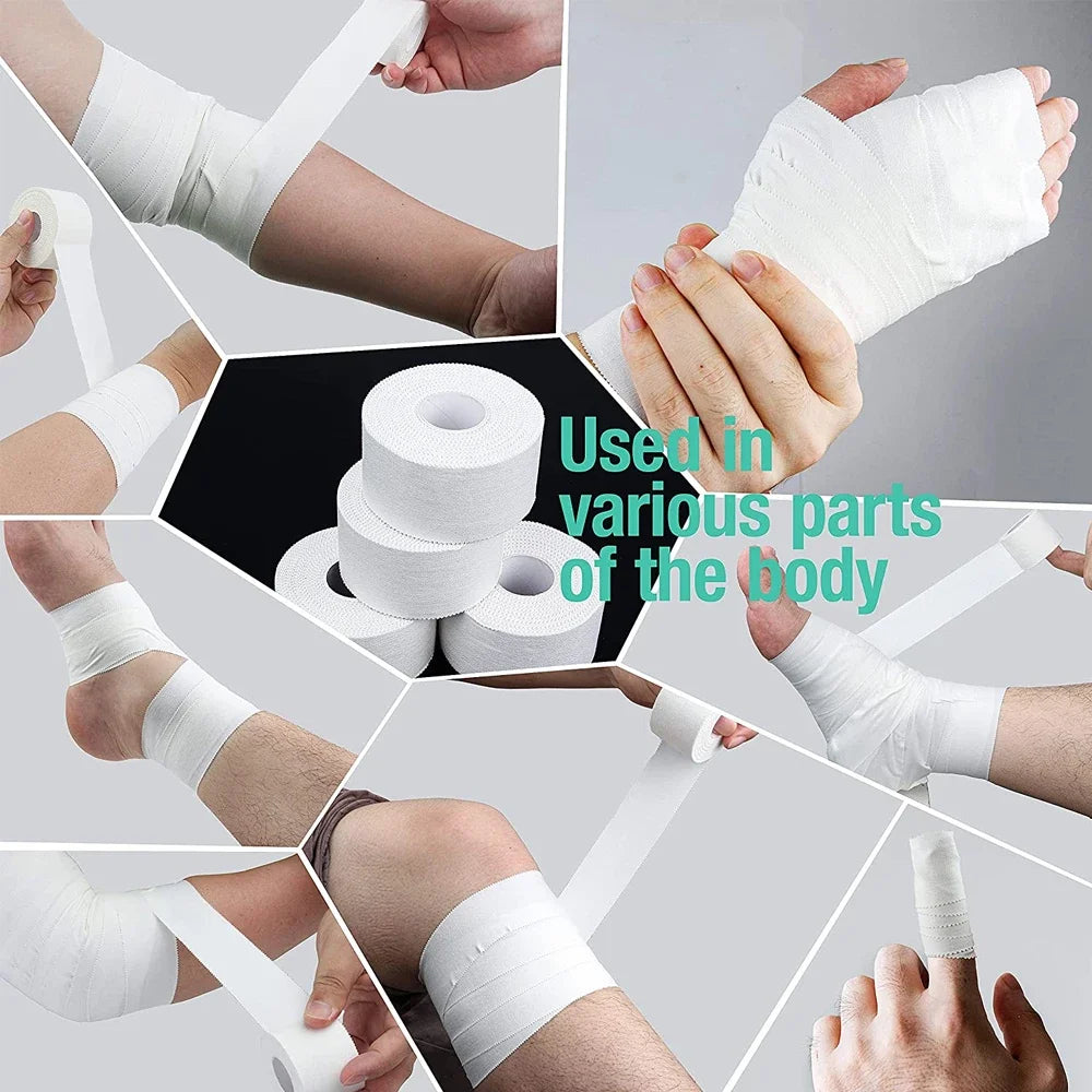 Waterproof Cotton Sports Tape Boxing Adhesive Bandage Injury Support Wrap 5 Rolls