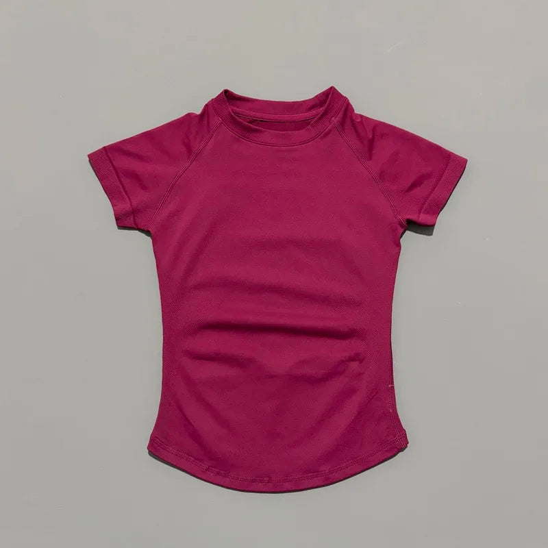 Women Seamless Sports Top Short Sleeve Yoga Gym Running Slim Fit Active Tee