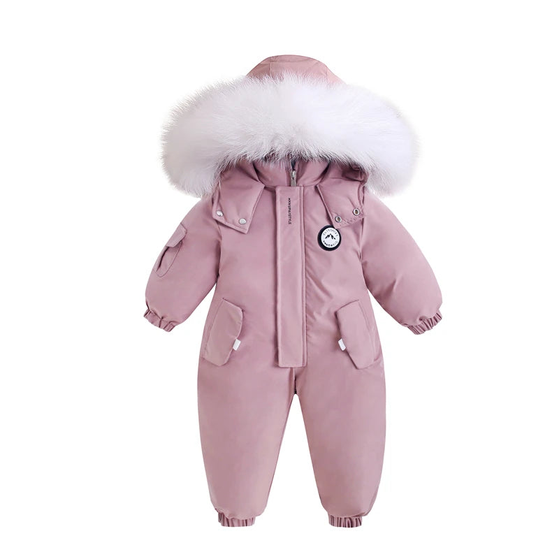 Kids Winter Ski Suit Waterproof Velvet Snowsuit for Boys Girls