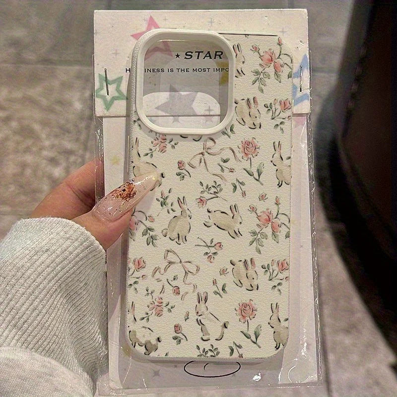 Butterfly Bunny Pink Floral Print iPhone Case