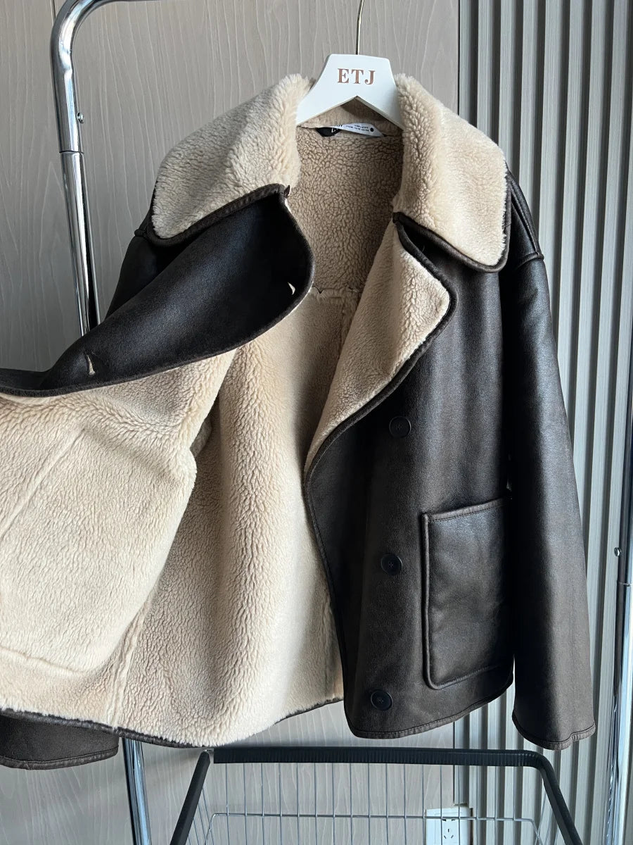 Oversized Double Sided Jacket for Women Warm Winter Coat