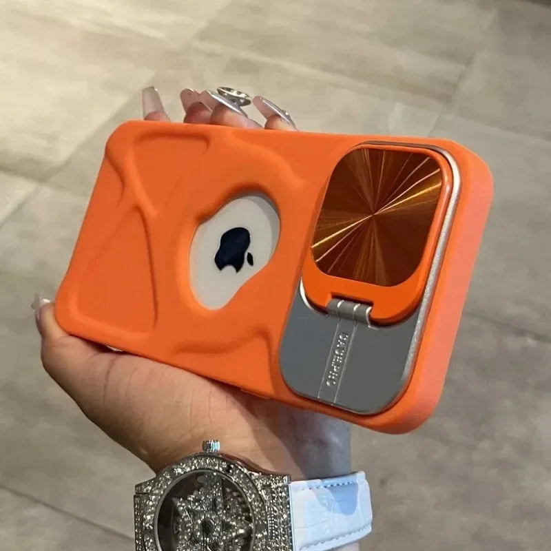 Magnetic Logo Flip Stand Lens Protection iPhone Case