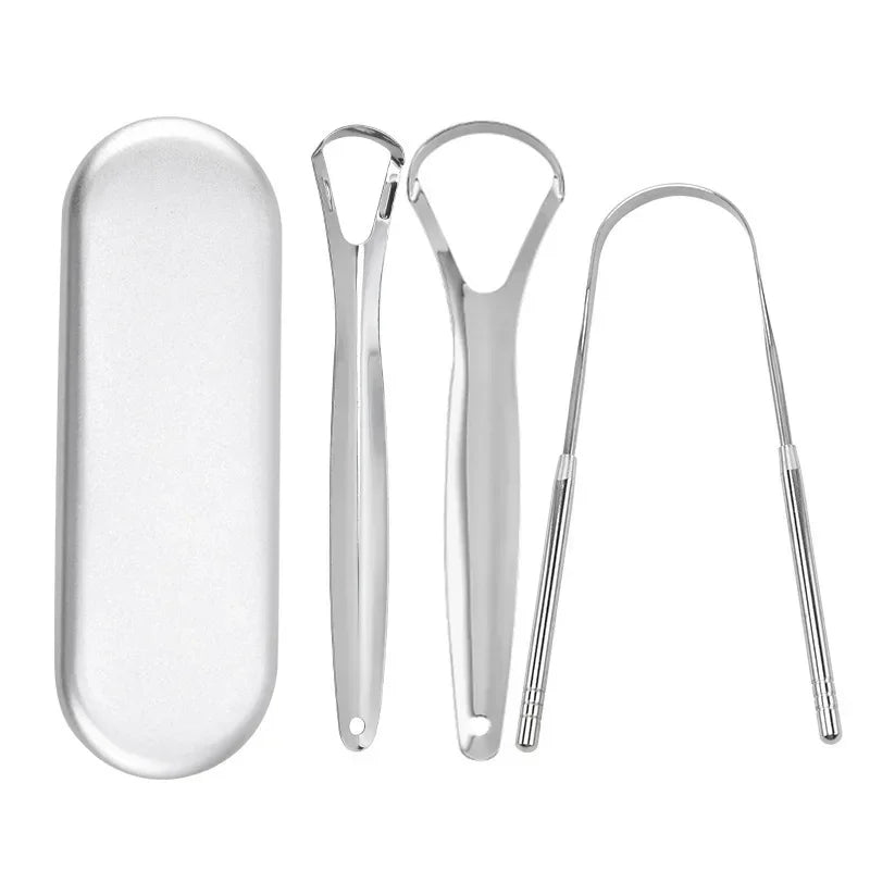 Metal Tongue Scraper Stainless Steel Cleaner Portable Oral Hygiene Tool 1-3pcs