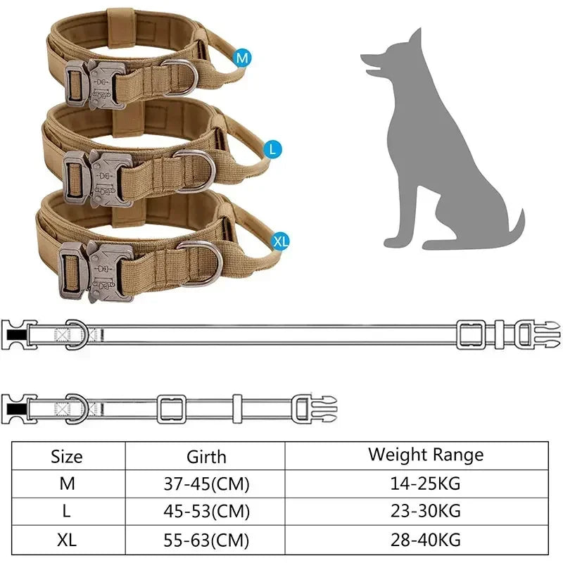 Tactical Dog Collar with Leash Attachment for Medium Large Dogs Training