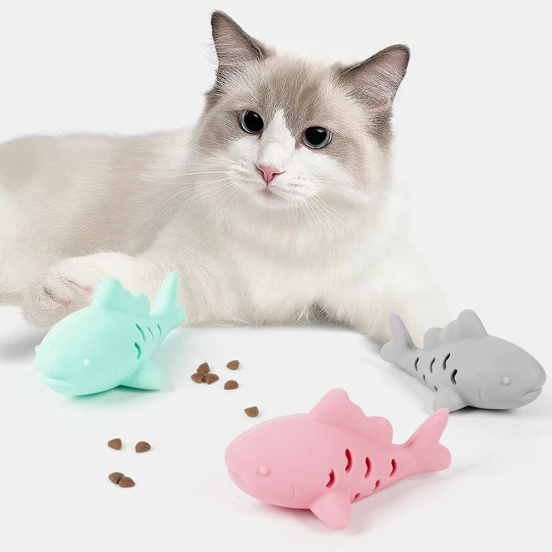 Interactive Fish Cat Chew Toy with Food Leakage