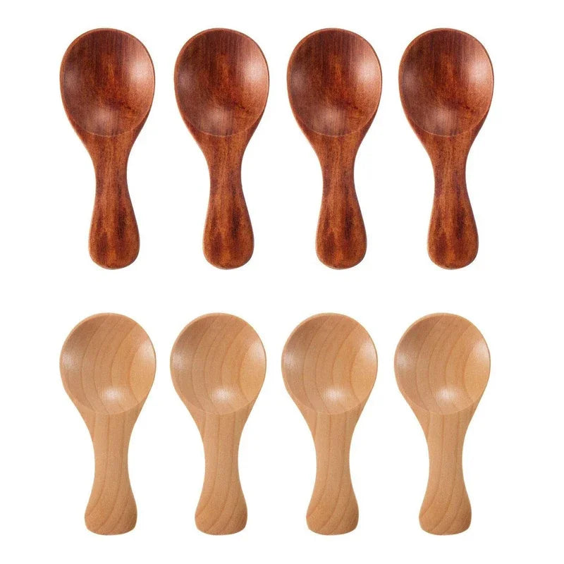 4pcs Mini Wooden Spoon Set Small Scoop for Spice Sugar Tea Coffee