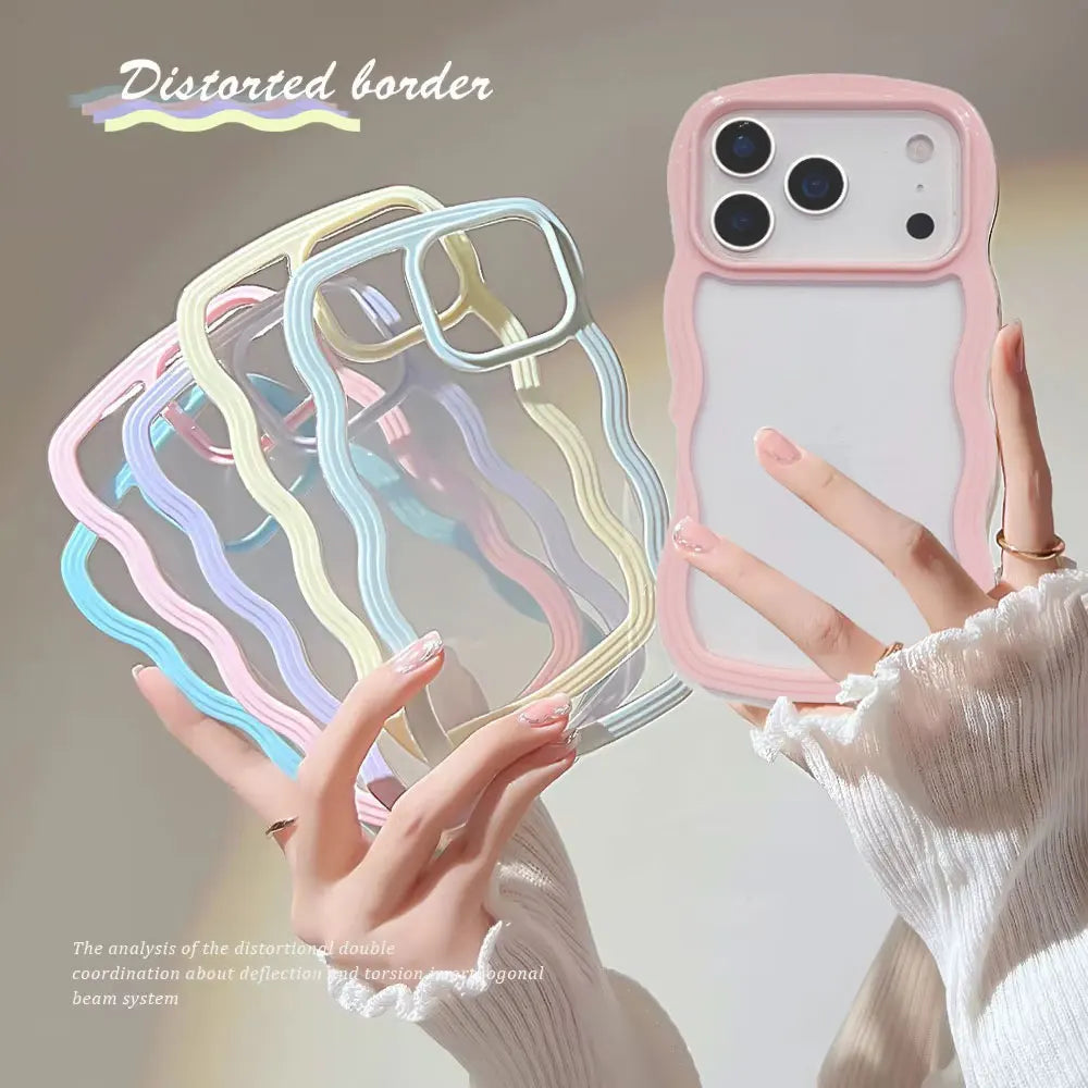 Candy Wavy Lines Transparent Bumper iPhone Case
