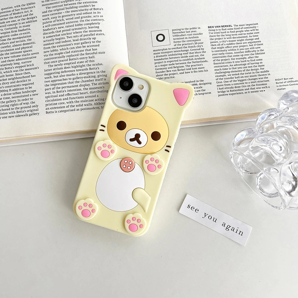 3D Rilakkuma Bear Kawaii Soft Silicone iPhone Case