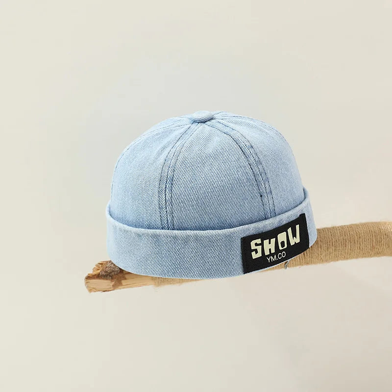 Washed Denim Baby Brimless Hat Adjustable Kids Docker Cap