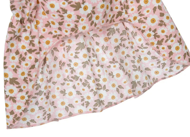 Pink Floral Pet Dress Cute Summer Skirt for Small Dogs Cats